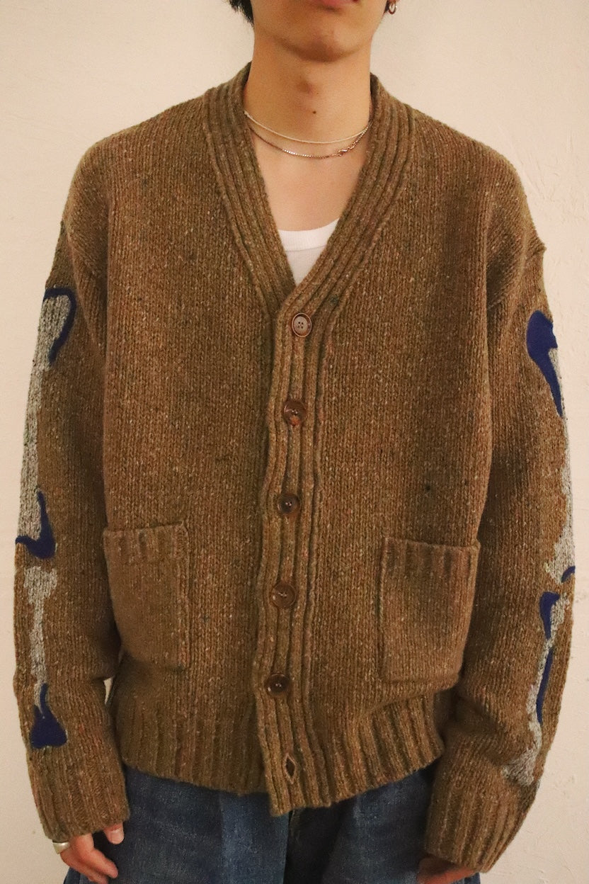 Needle punched cardigan Brown