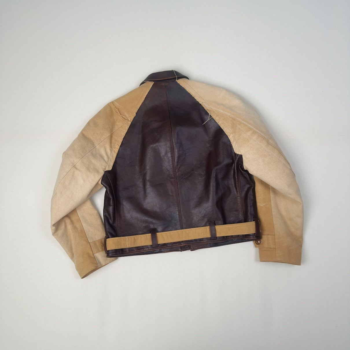 Vintage-eﬀect leather jacket Brown