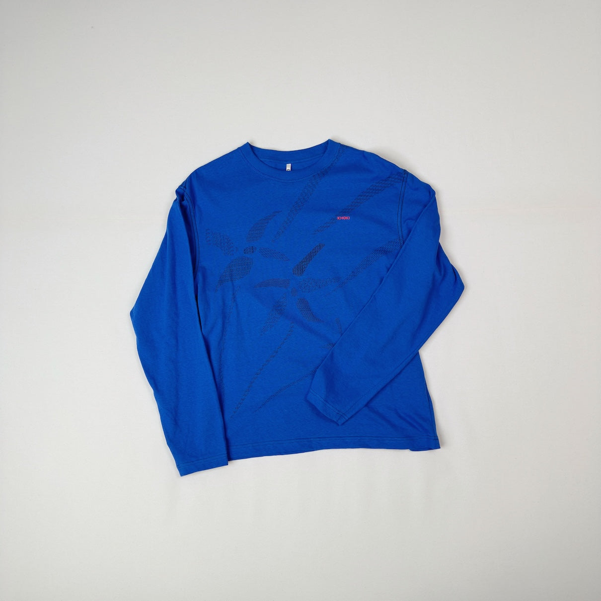 Printed long-sleeve T-shirt Blue