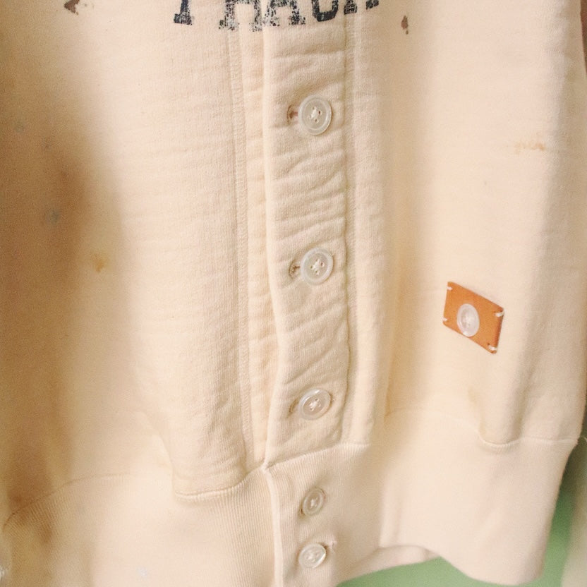 Vintage-eﬀect sweat cardigan Oatmeal