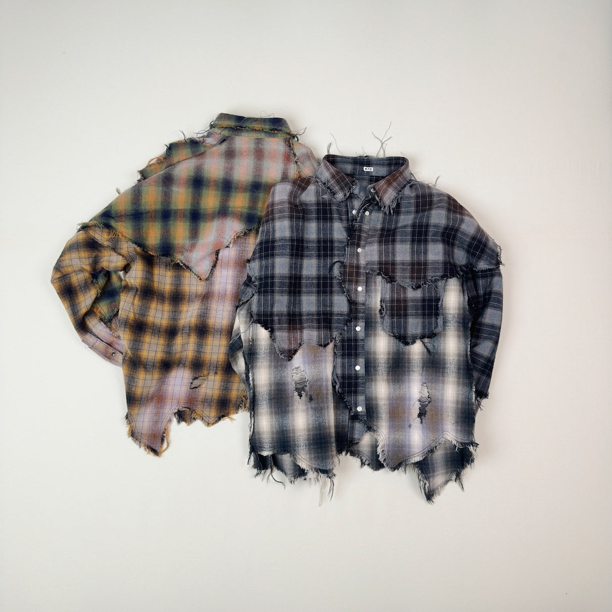 Vintage-eﬀect checked shirt Yellow