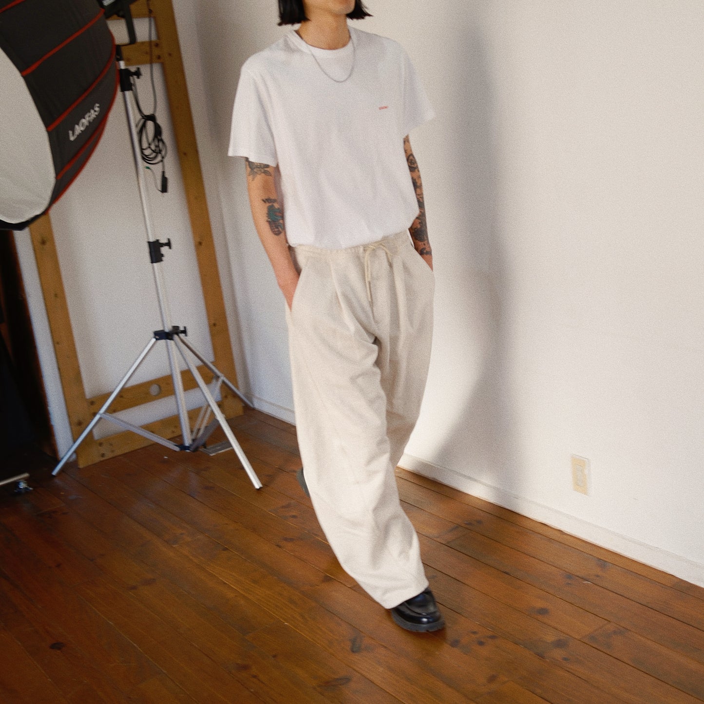 3D Cutting Sweat Pants Oatmeal