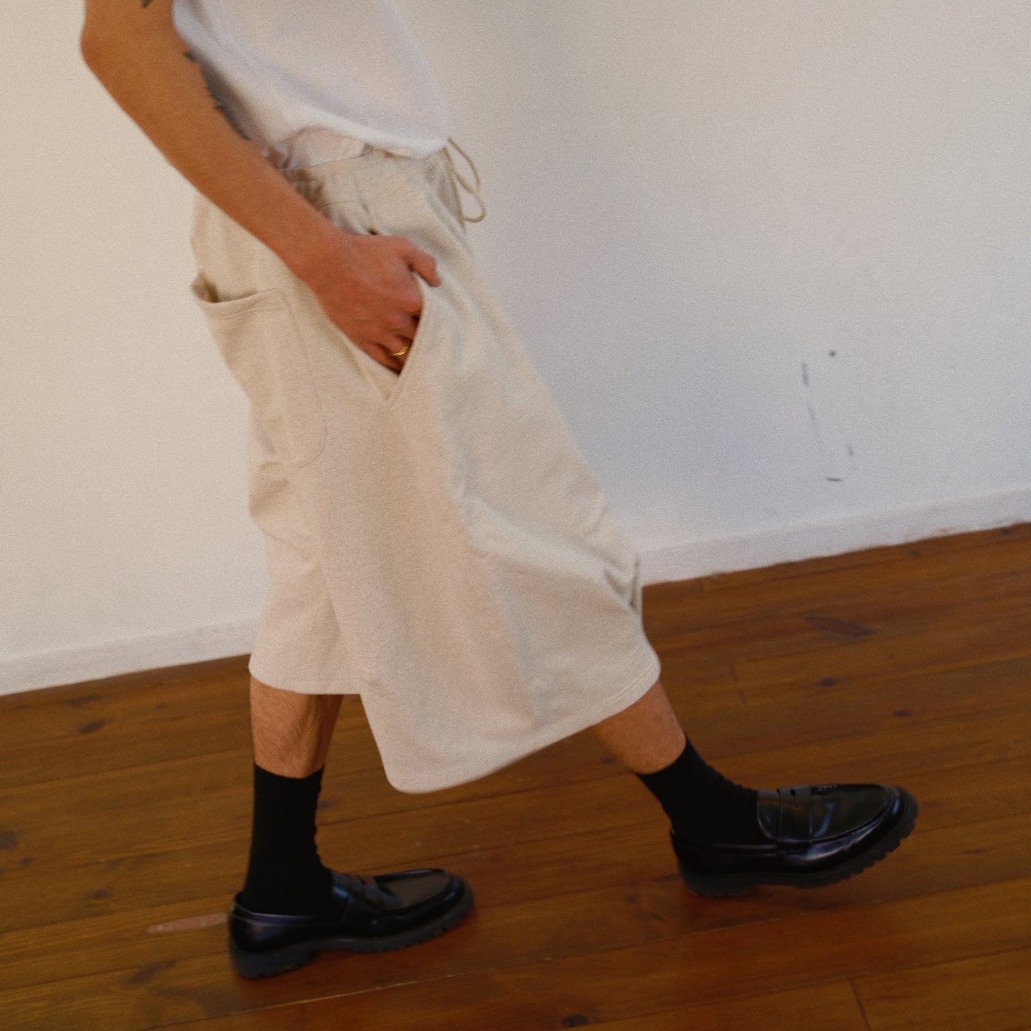 Pleated Balloon Sweat Pants Oatmeal