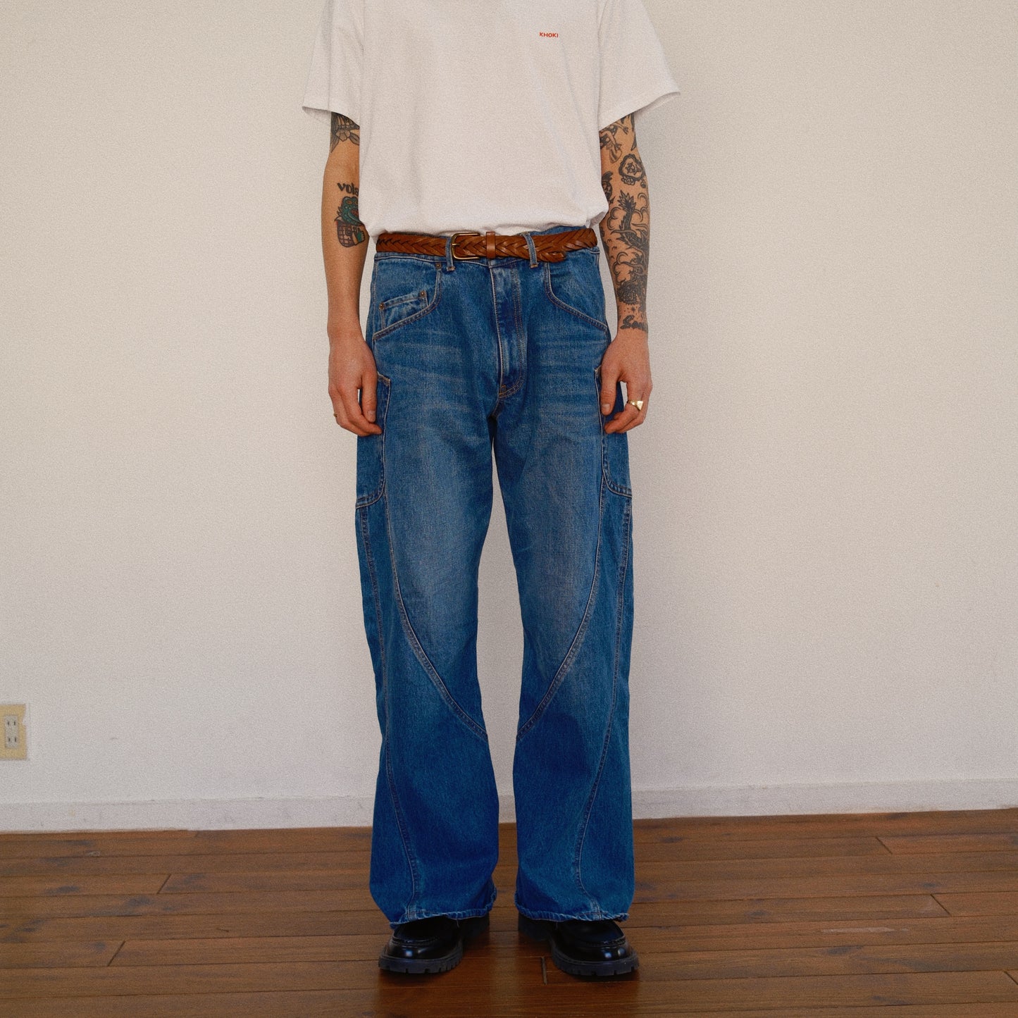 3D Cutting Denim Pants  Indigo