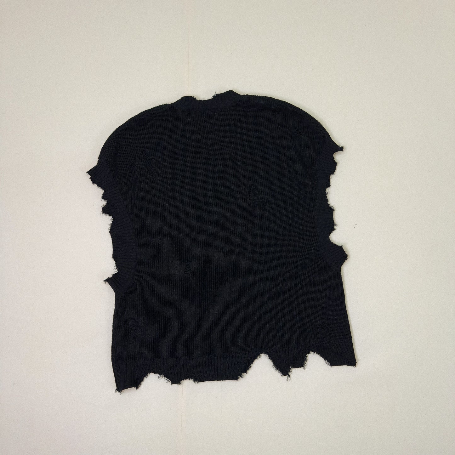 Destroyed Knit Vest Black