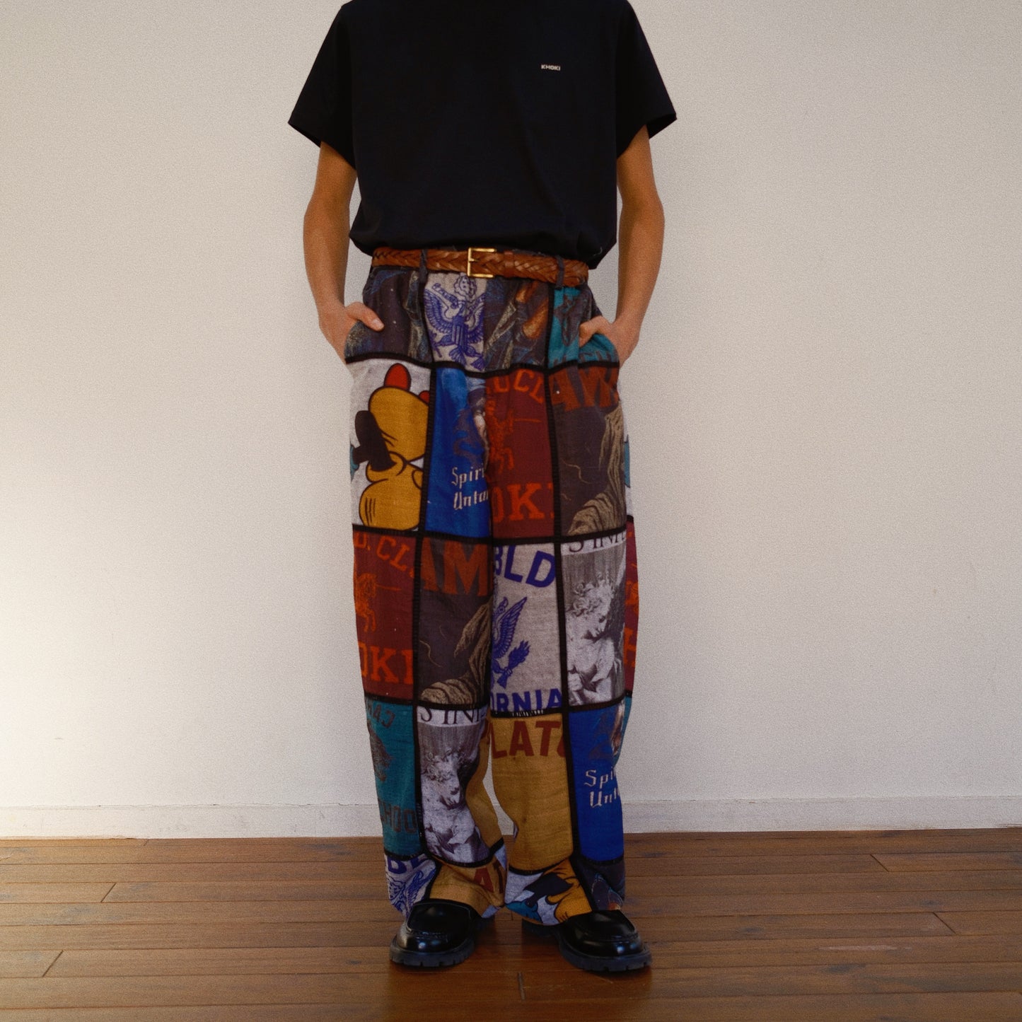 Patchworked Silk Pants Black