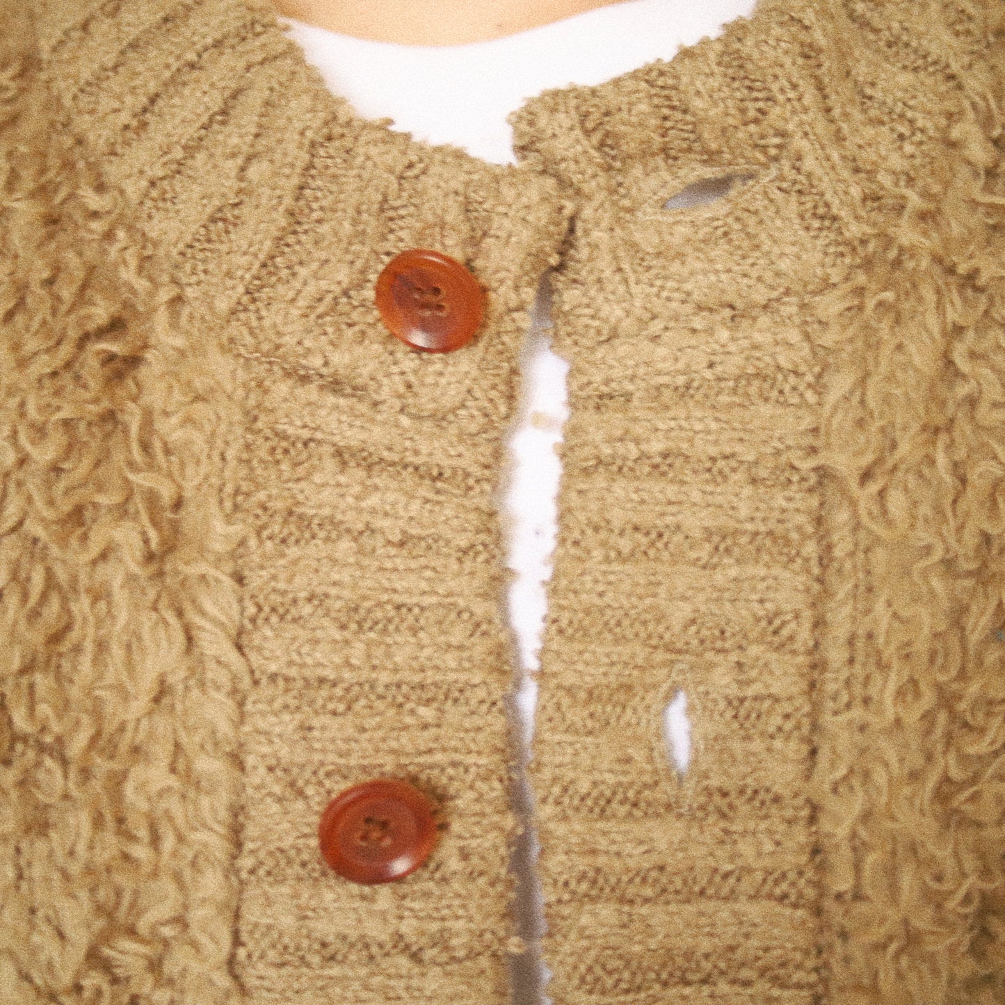 Embroidery-design crew-neck cardigan Khaki