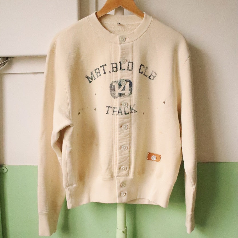 Vintage-eﬀect sweat cardigan Oatmeal