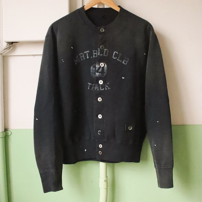 Vintage-eﬀect sweat cardigan Black