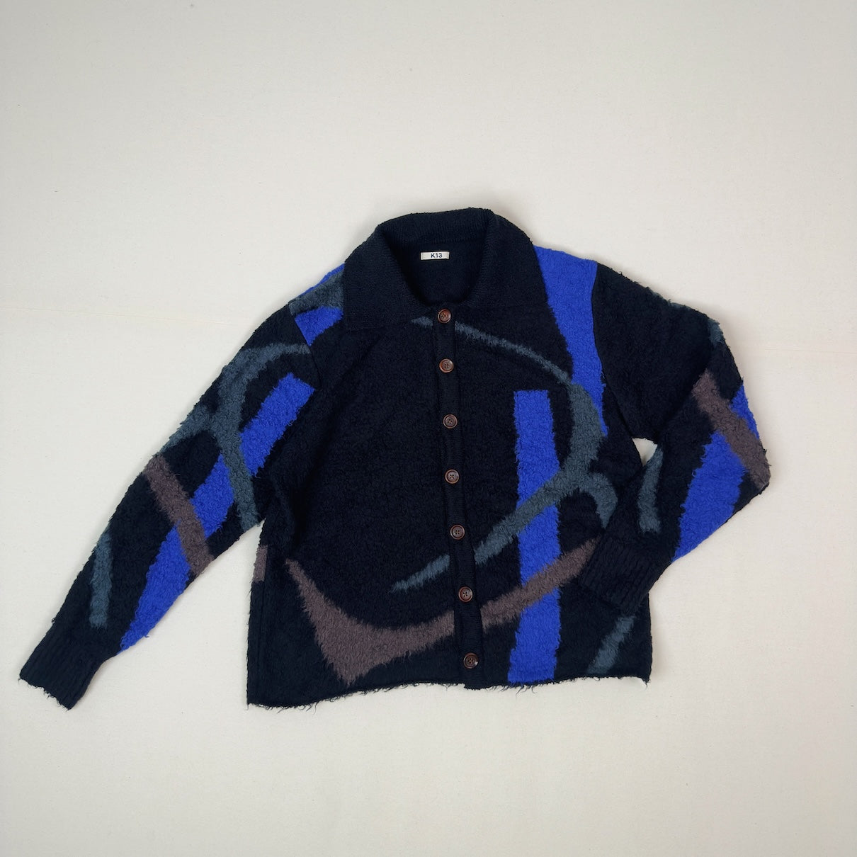 Jacquard-design cardigan Black