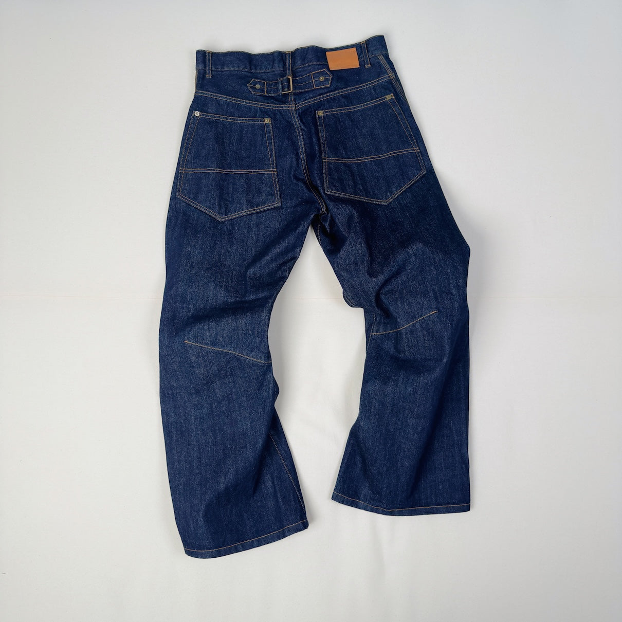 3D cutting denim pants Indigo