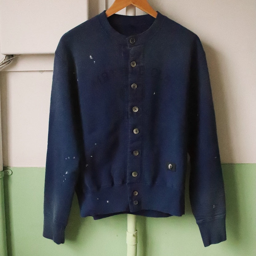 Vintage-eﬀect sweat cardigan Navy
