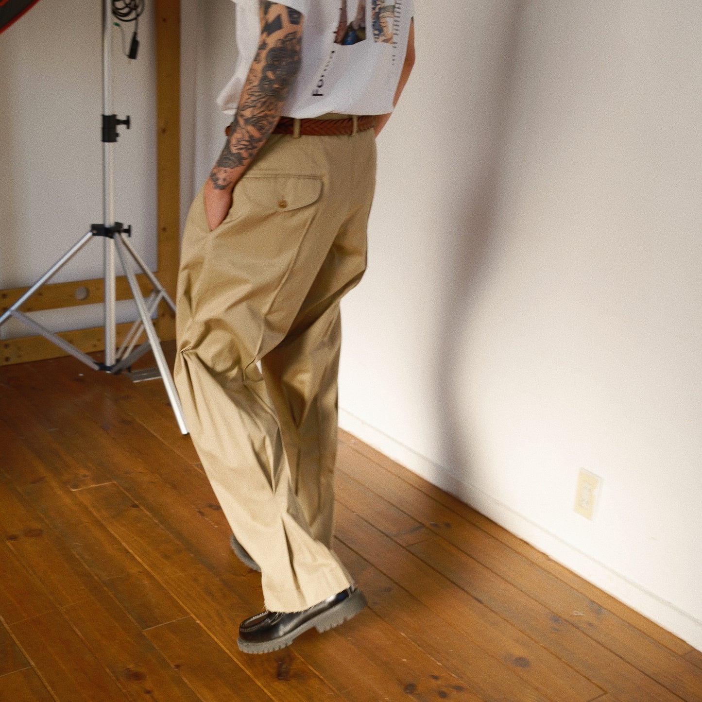 Pleated Chino Pants  Beige