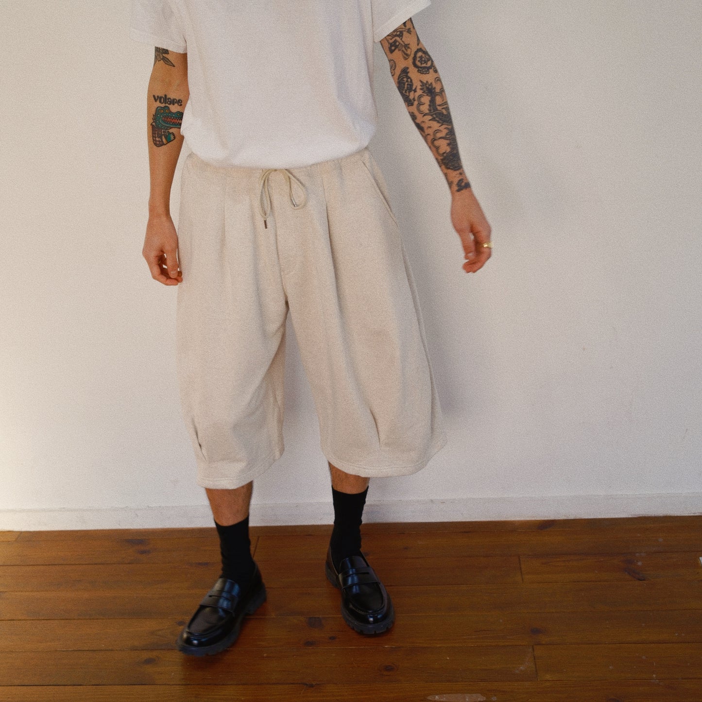 Pleated Balloon Sweat Pants Oatmeal