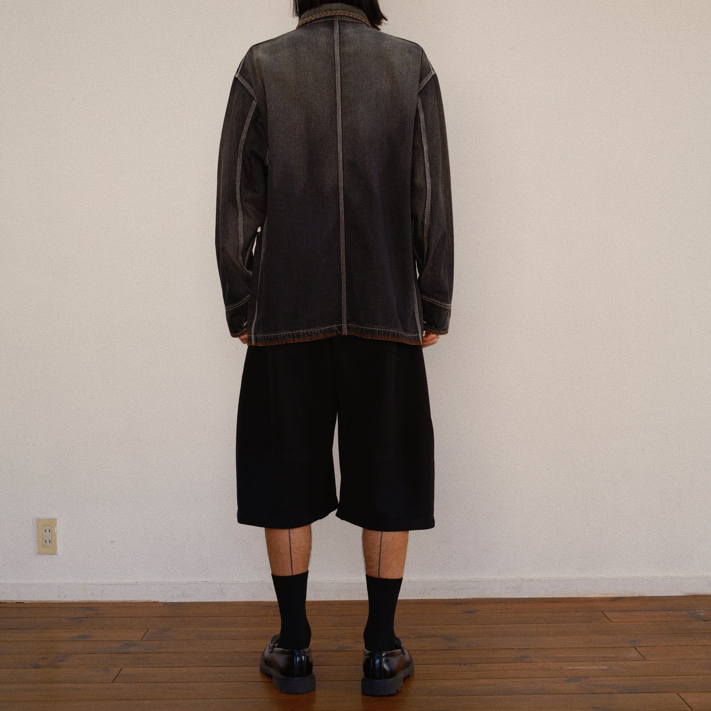 Hand-Embroidered Denim Coverall Black