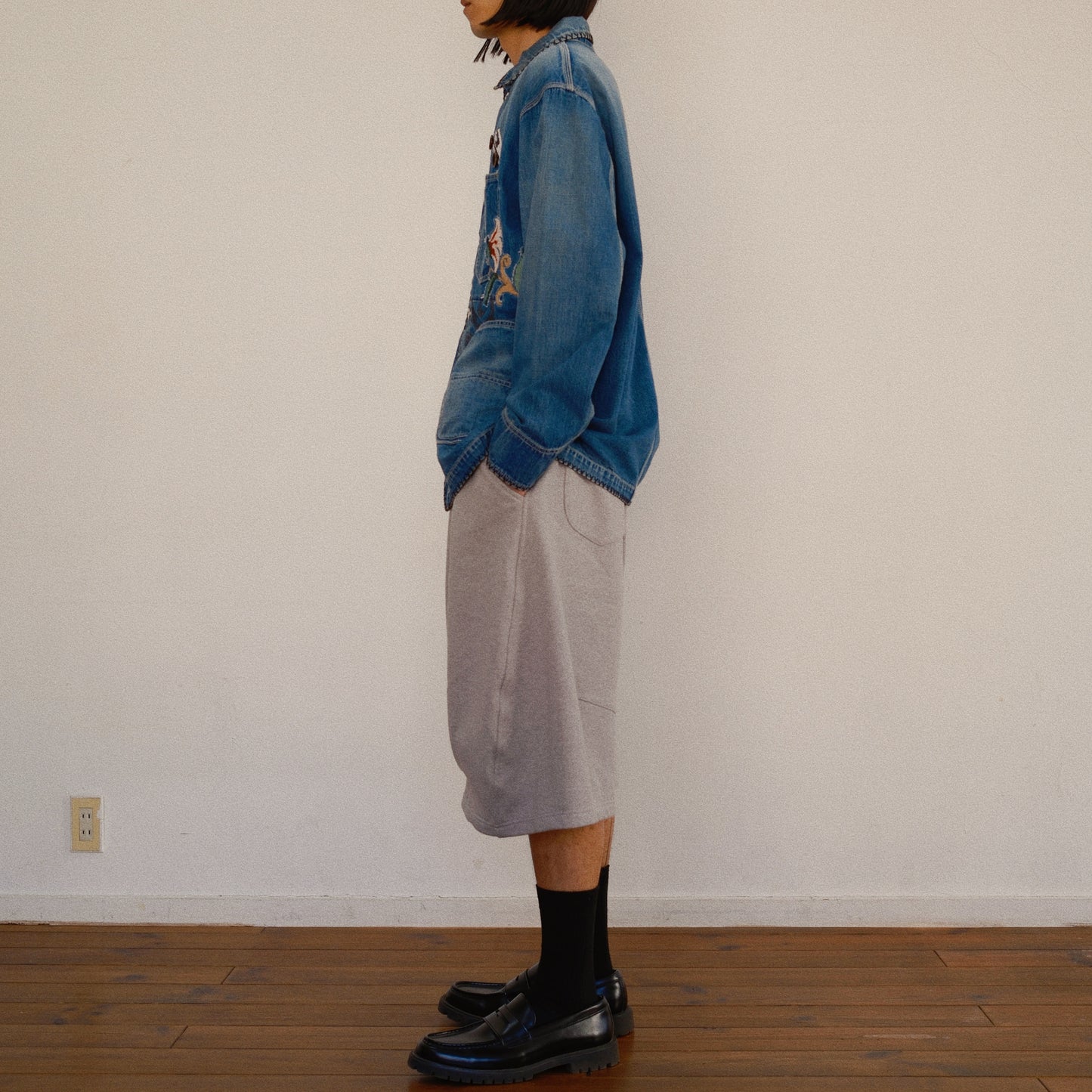 Hand-Embroidered Denim Coverall Indigo