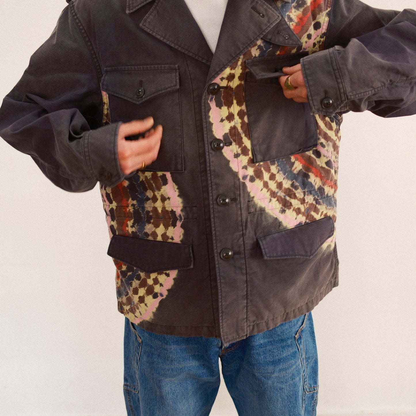 Tie-Dye Military Jacket Black