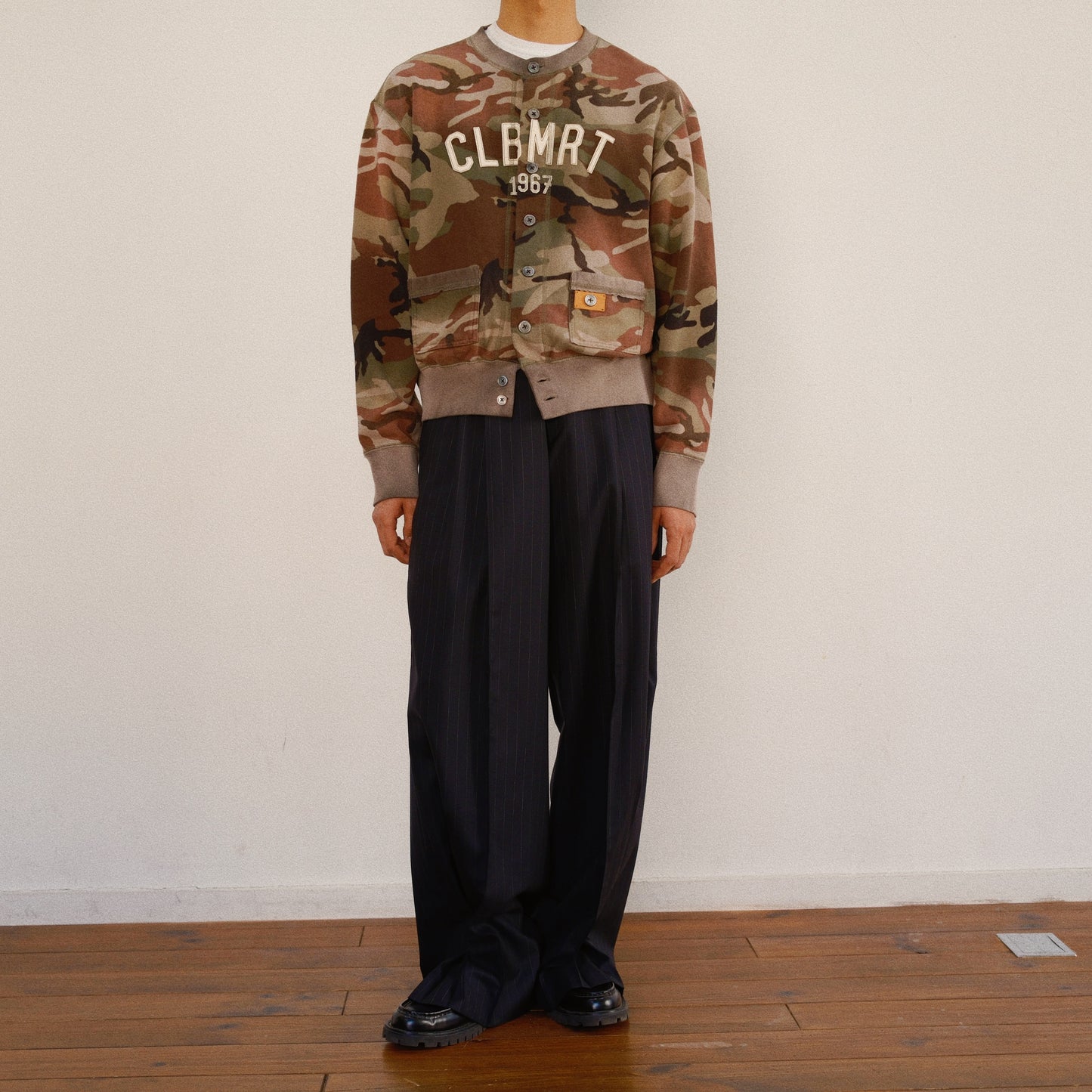 Camo Sweat Cardigan Black