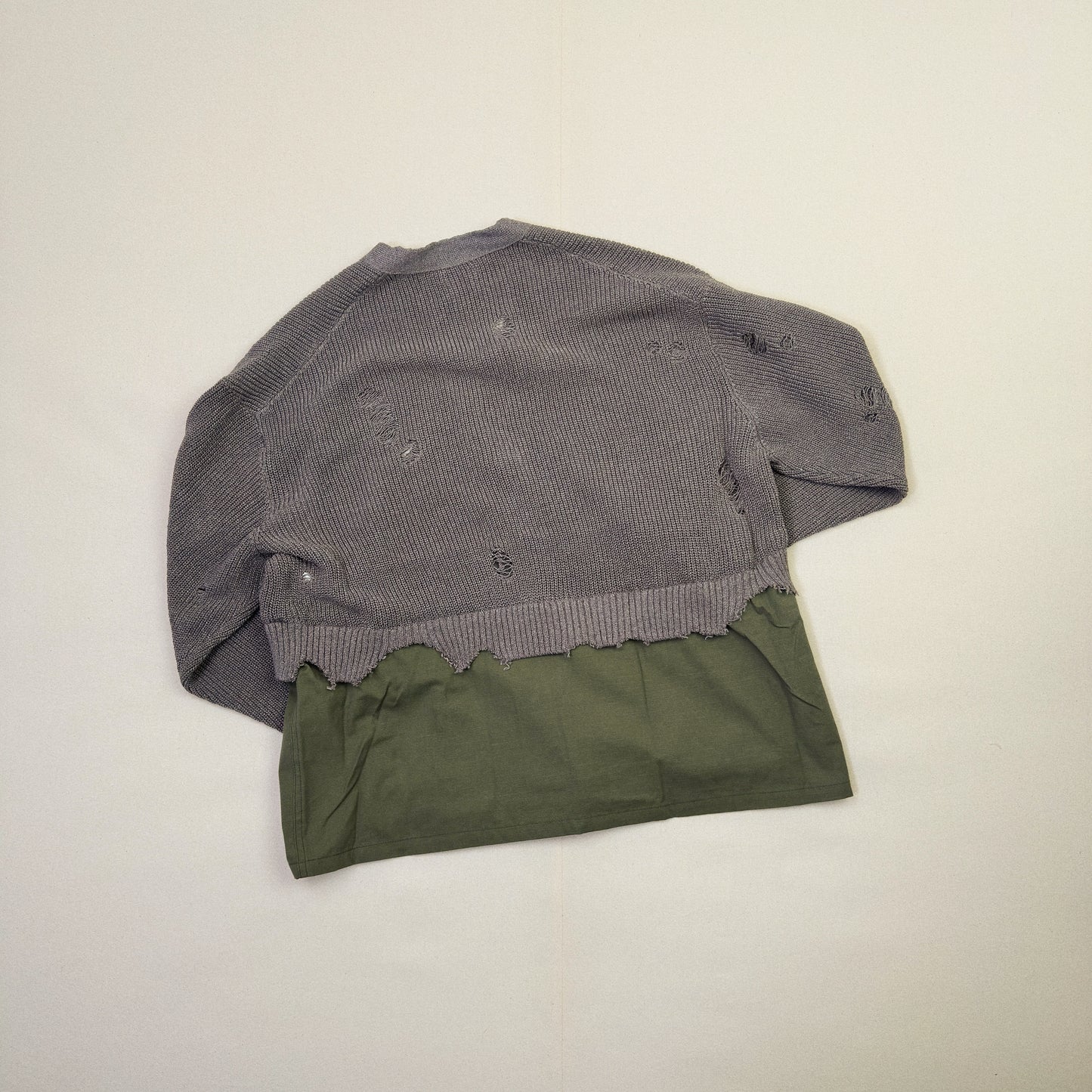 Destroyed Knit Cardigan Gray