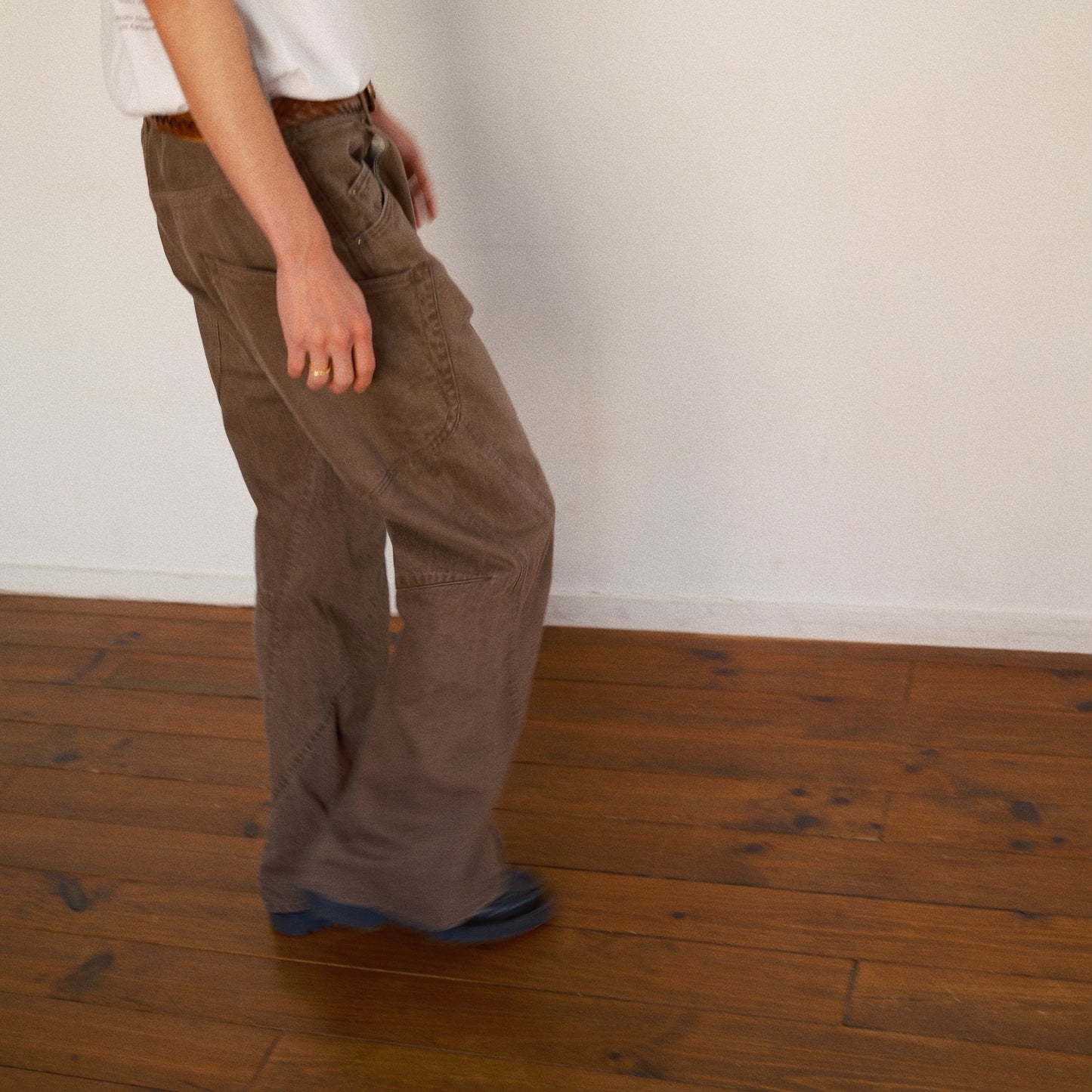 3D Cutting Denim Pants  Brown