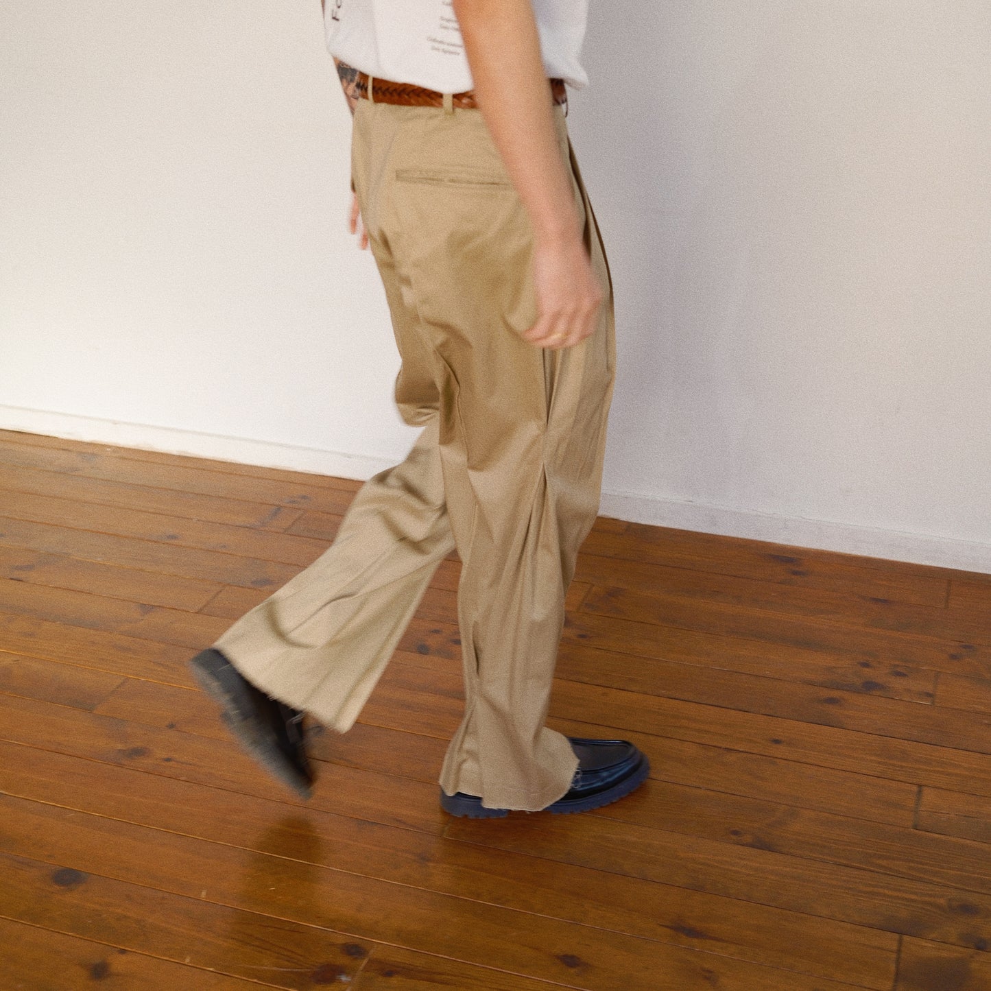 Pleated Chino Pants  Beige