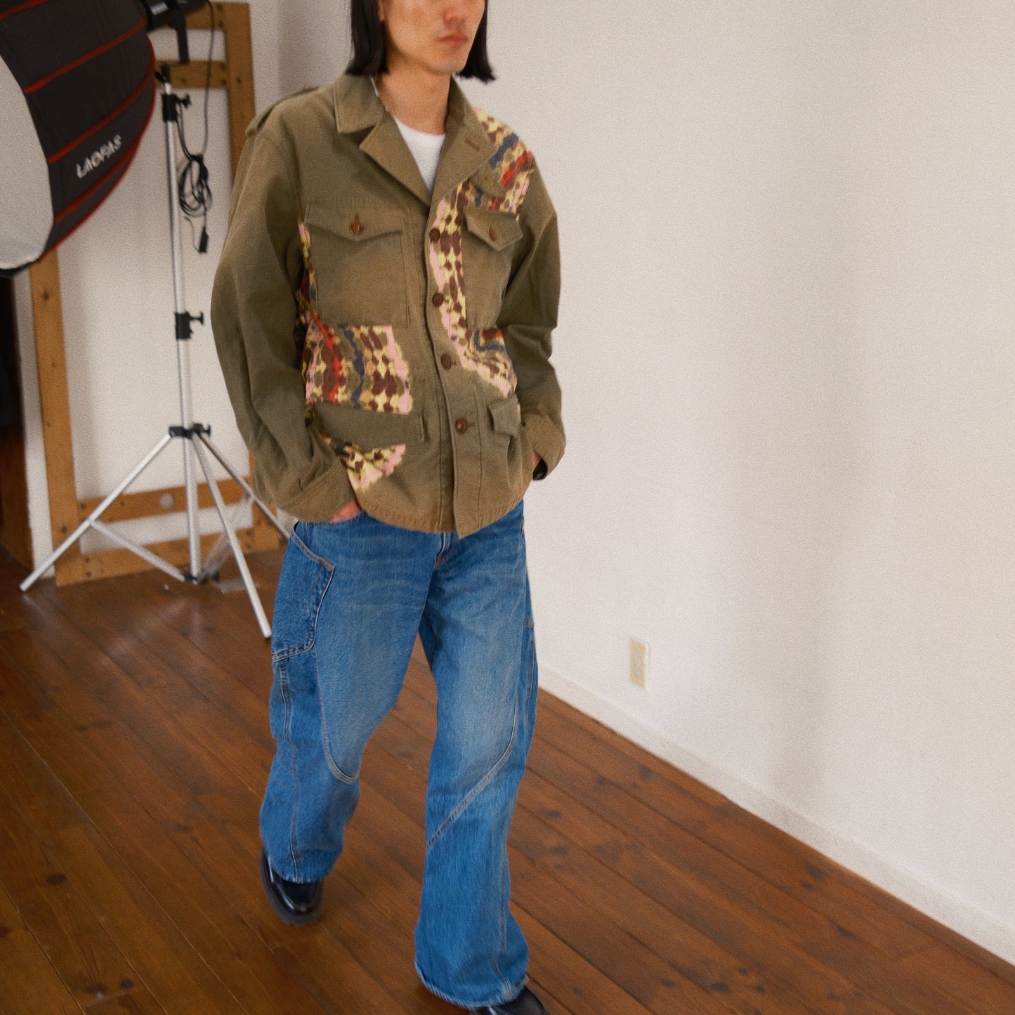 Tie-Dye Military Jacket Khaki