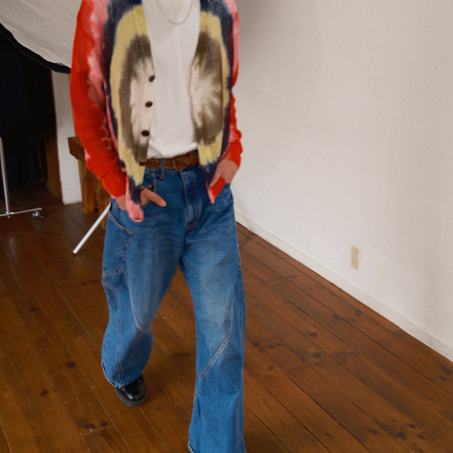 Tie-Dye Knit Cardigan  Red