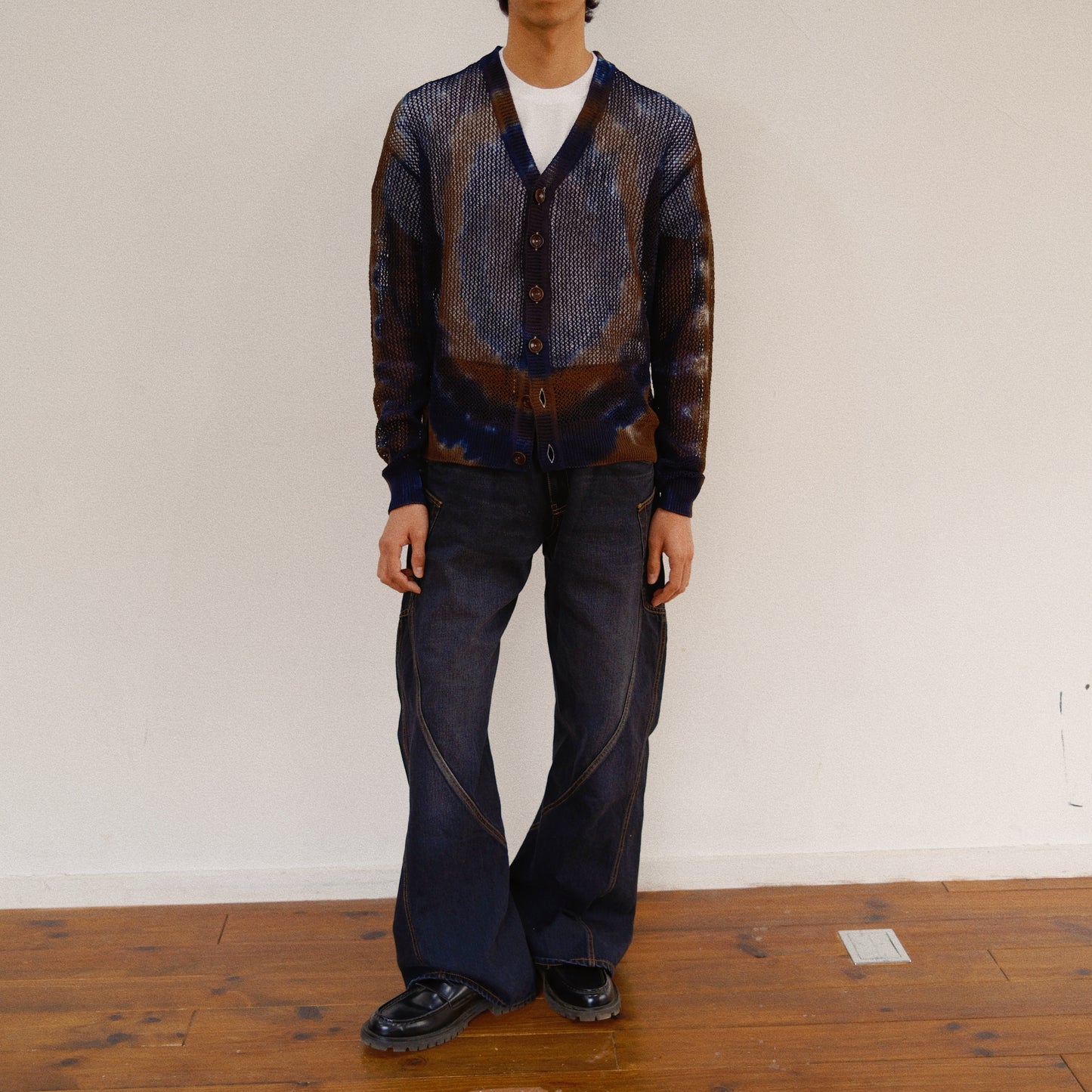 Tie-Dye Knit Cardigan Brown