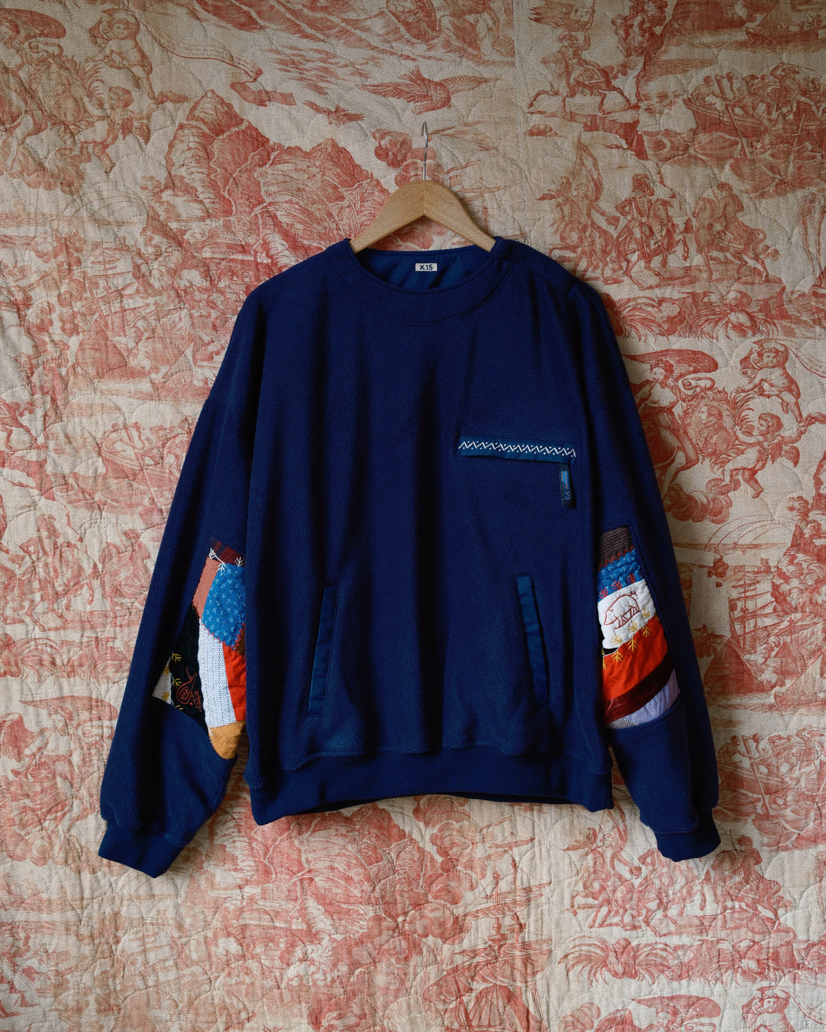 Quilt fleece pullover Navy