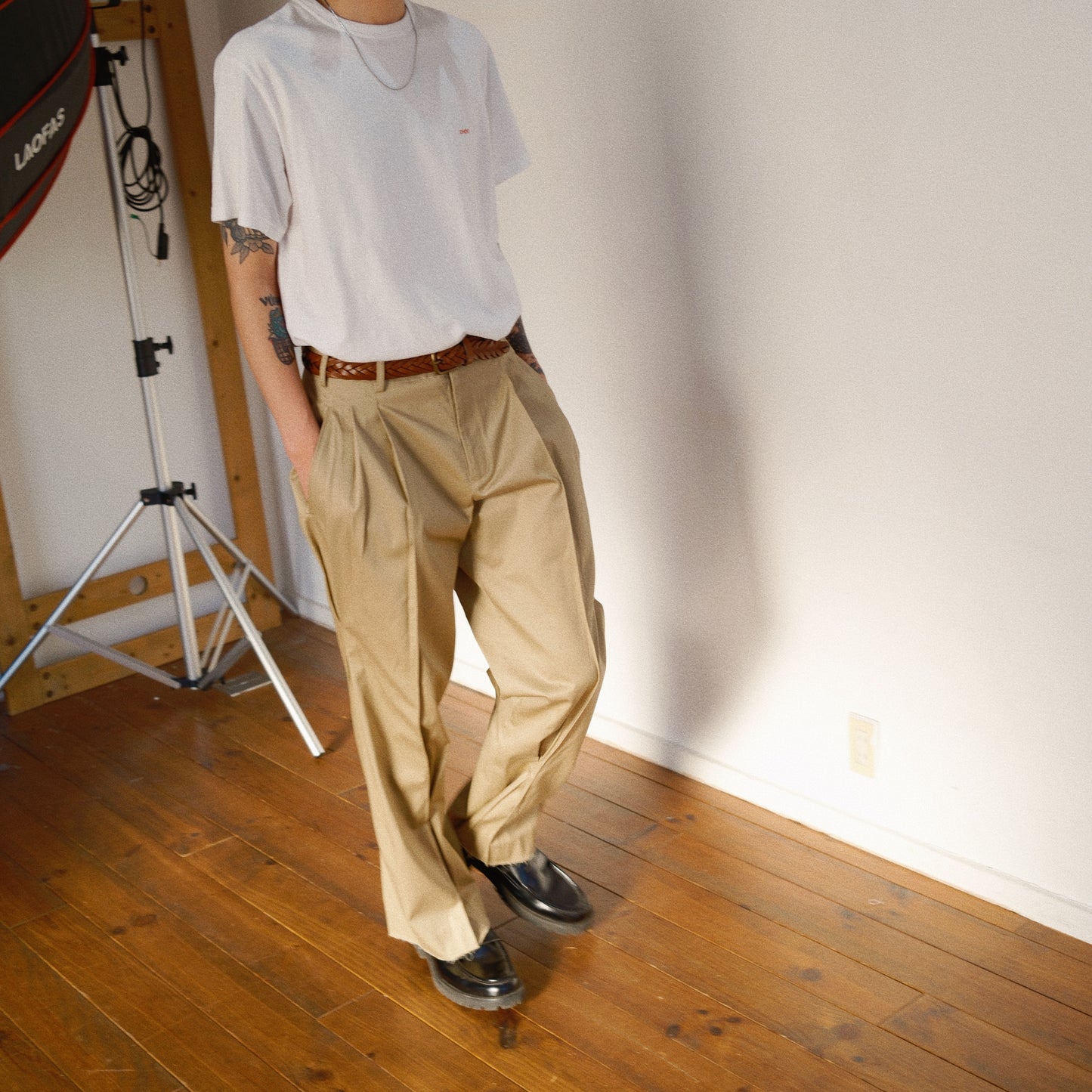 Pleated Chino Pants  Beige