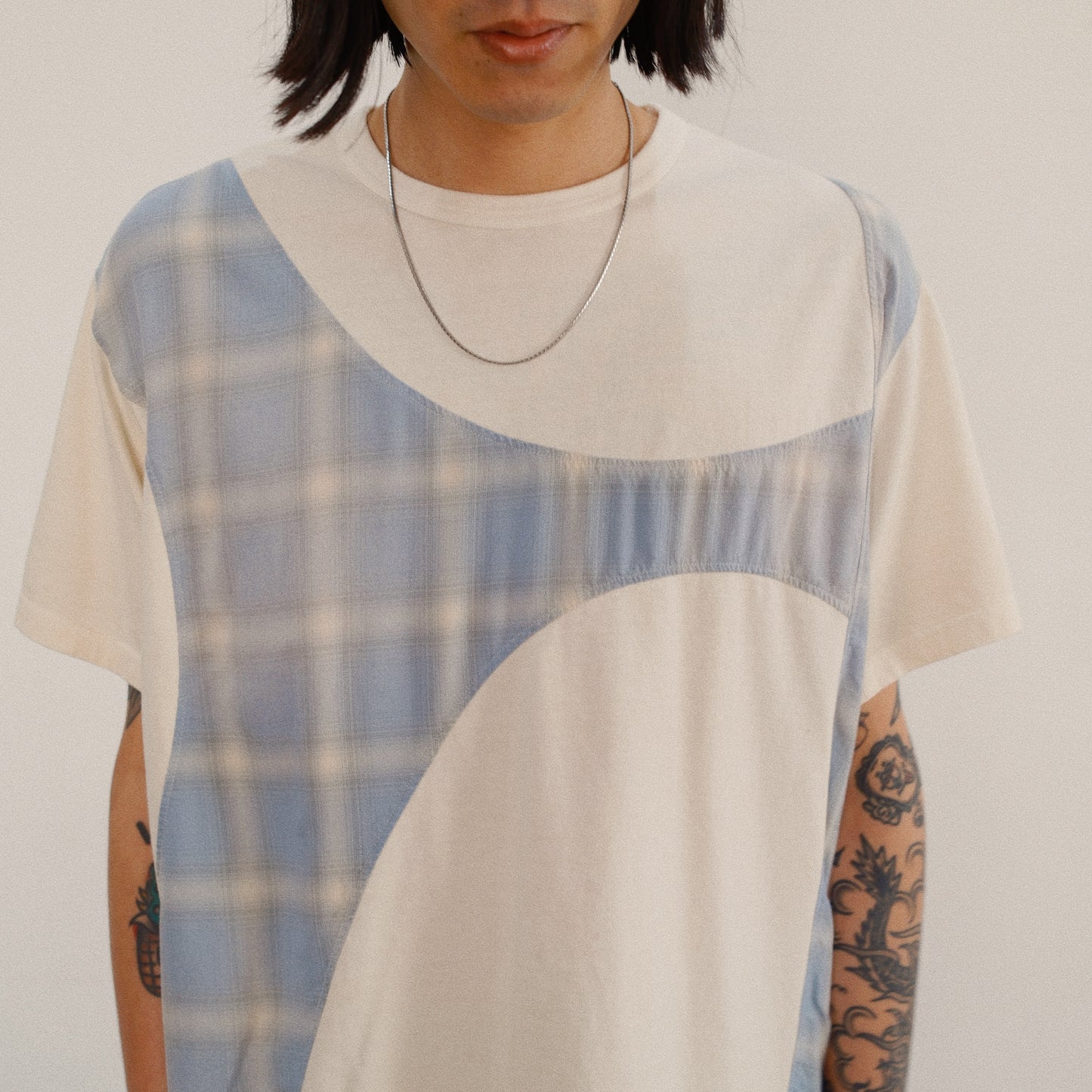 Pachworked Faded T Shirt  Oatmeal