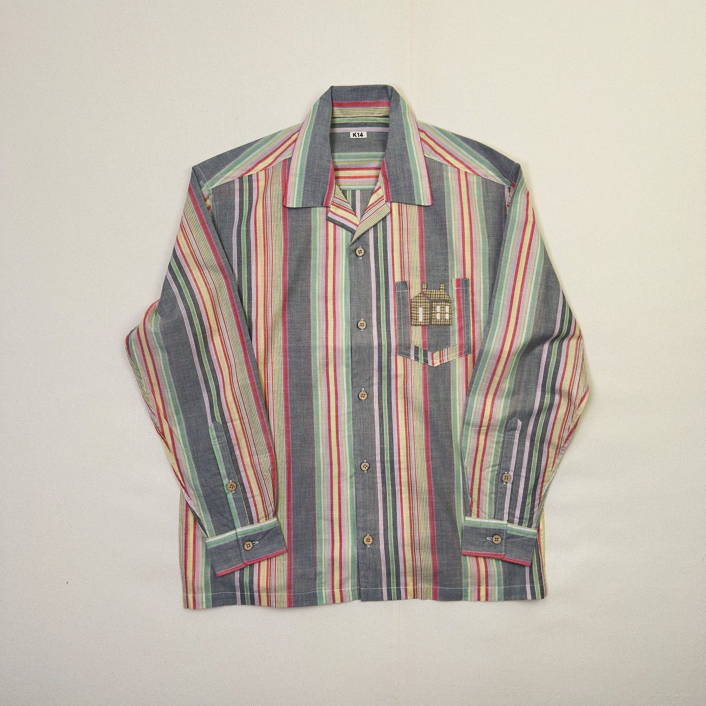 Hand-Embroidered Stripe Shirt  Black