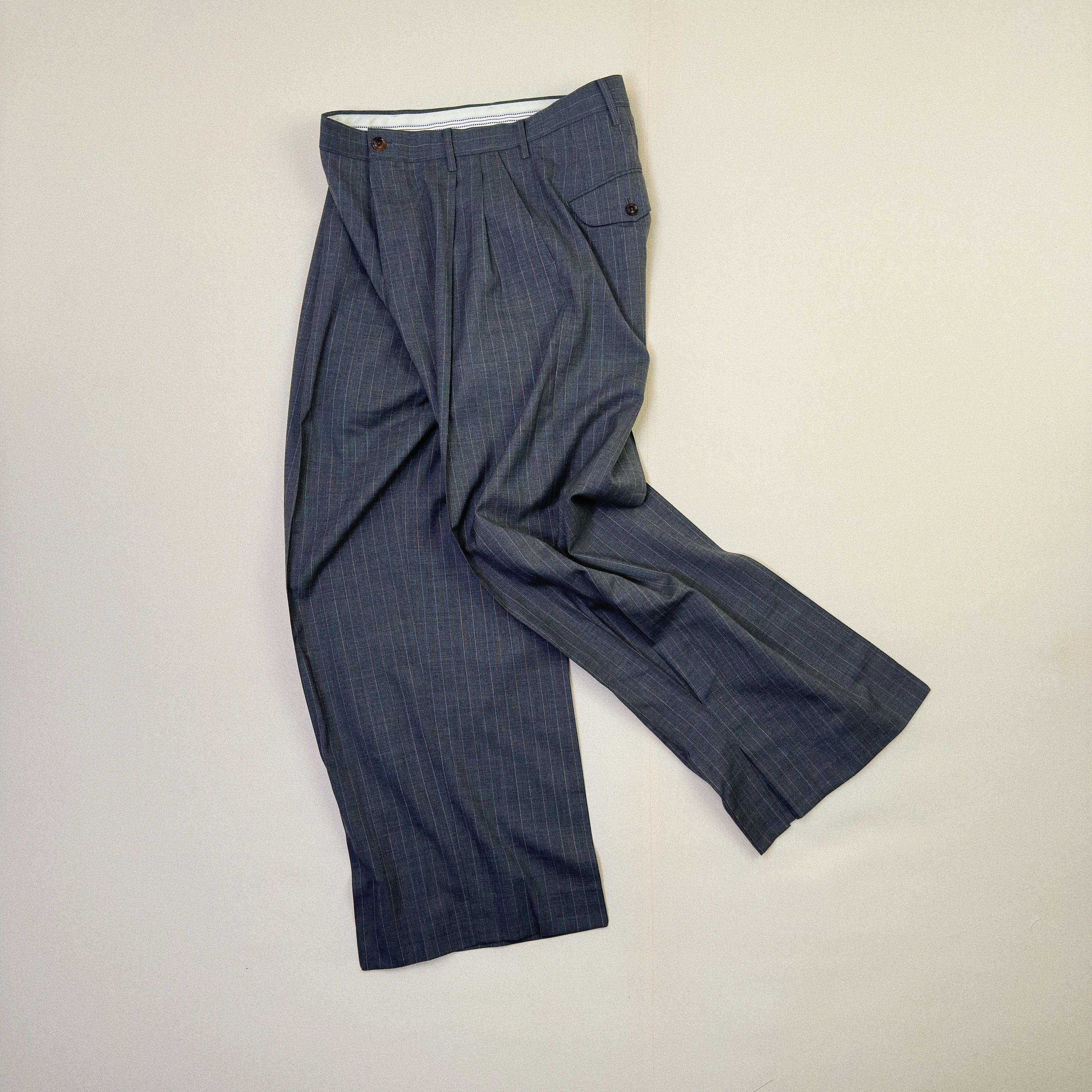 Pleated Stripe Summer Wool Pants Gray – EYE/KHOKI