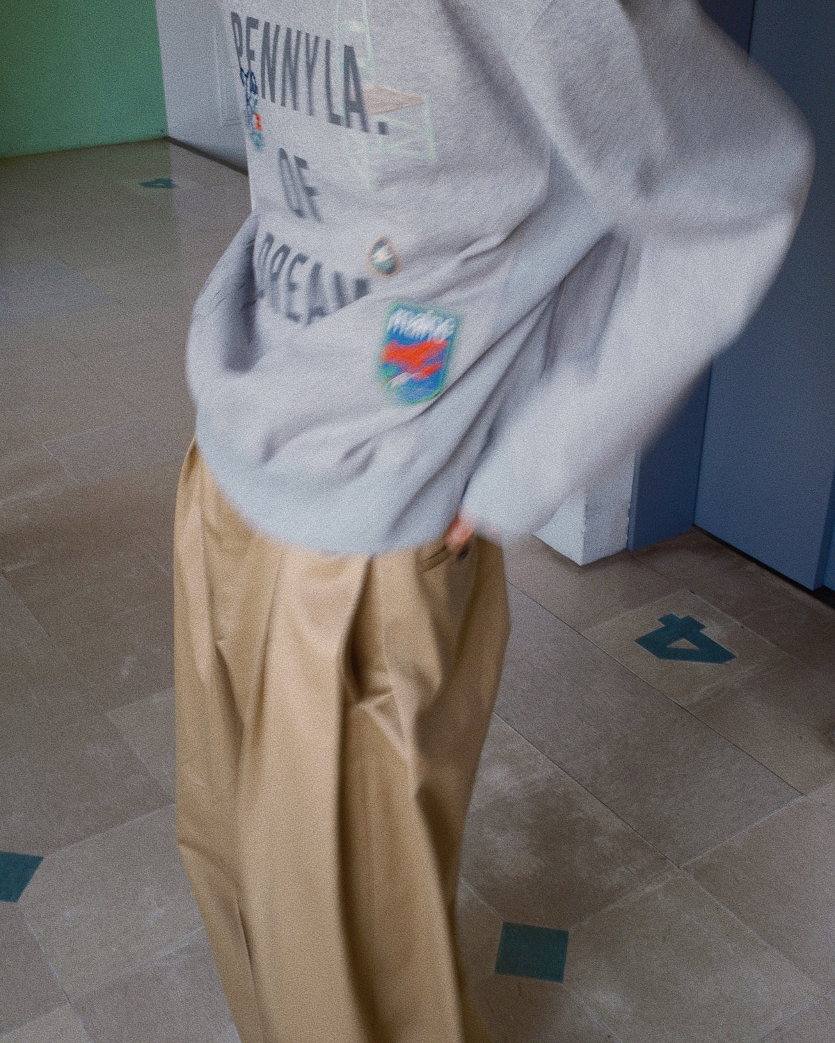 Hand-stitched sweatshirt Gray