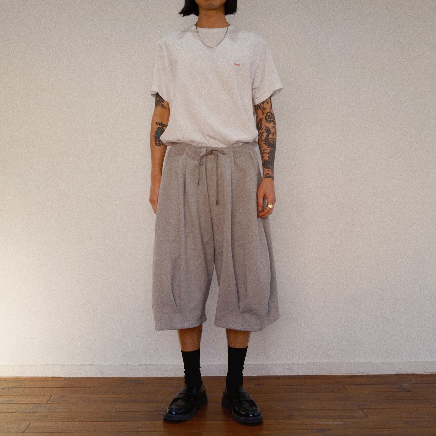 Pleated Balloon Sweat Pants Gray