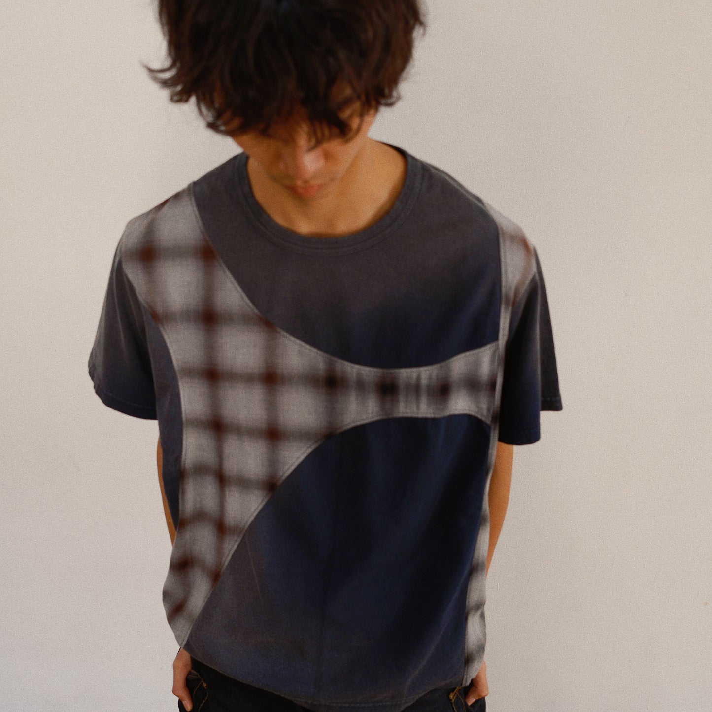 Pachworked Faded T Shirt  Black