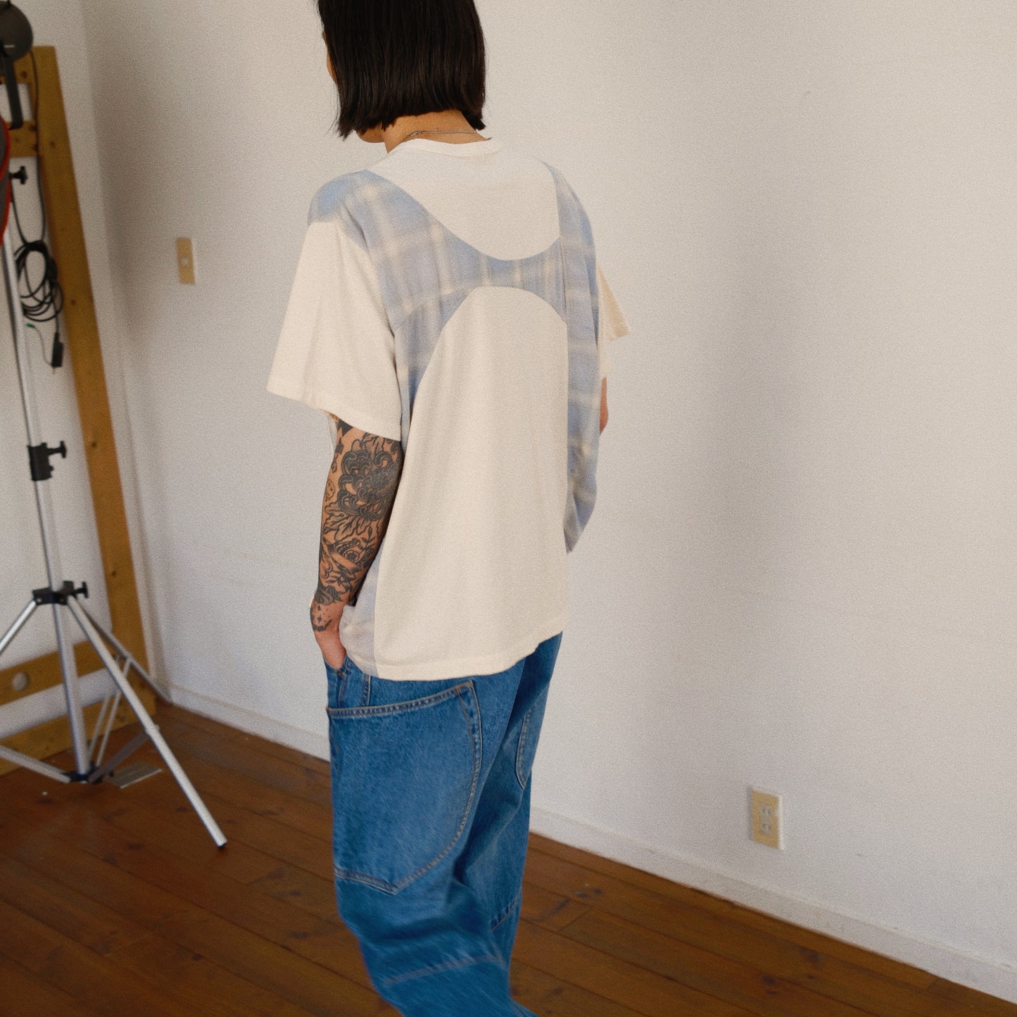 Pachworked Faded T Shirt  Oatmeal