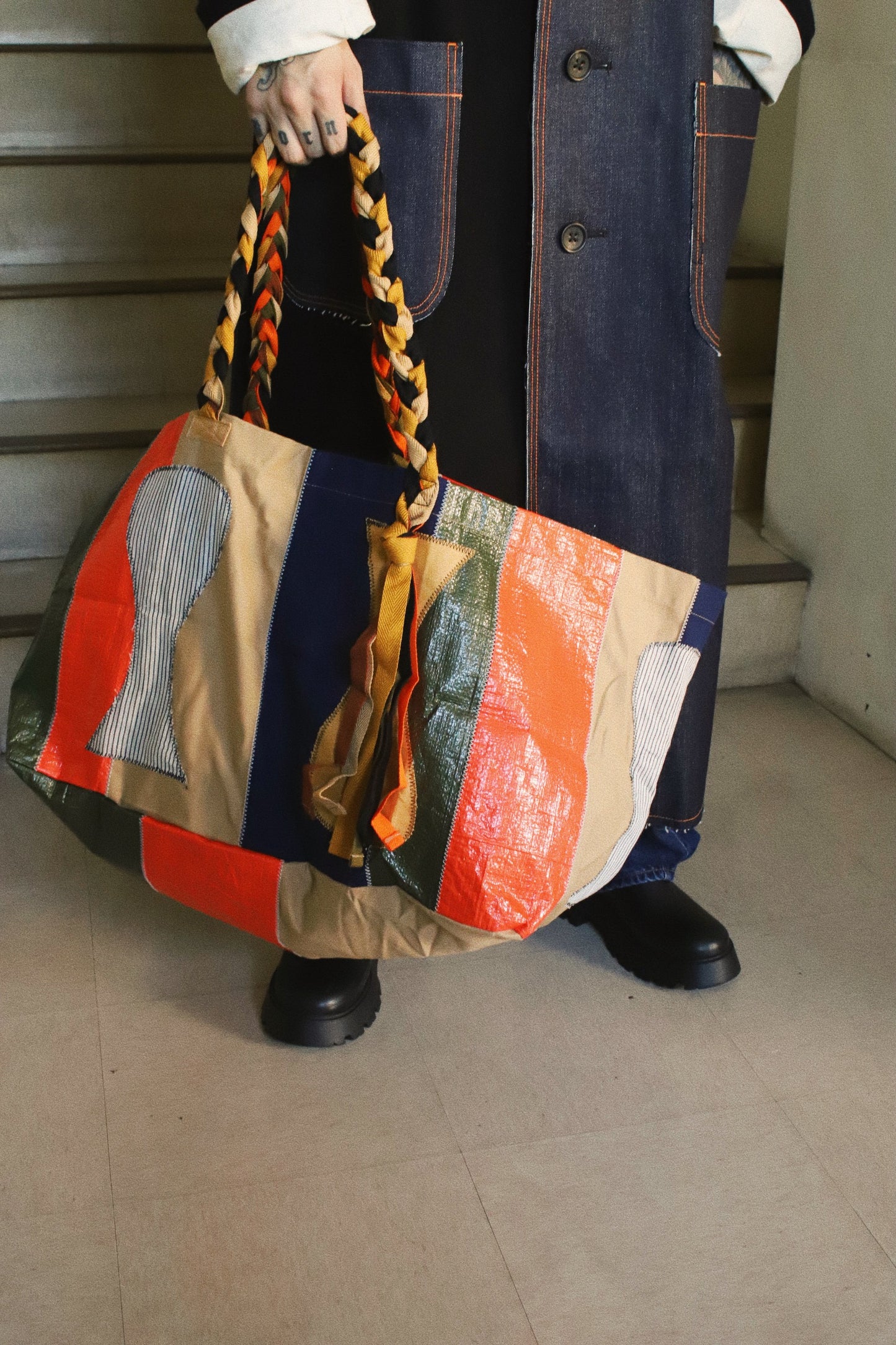 Color-block vinyl bag Orange