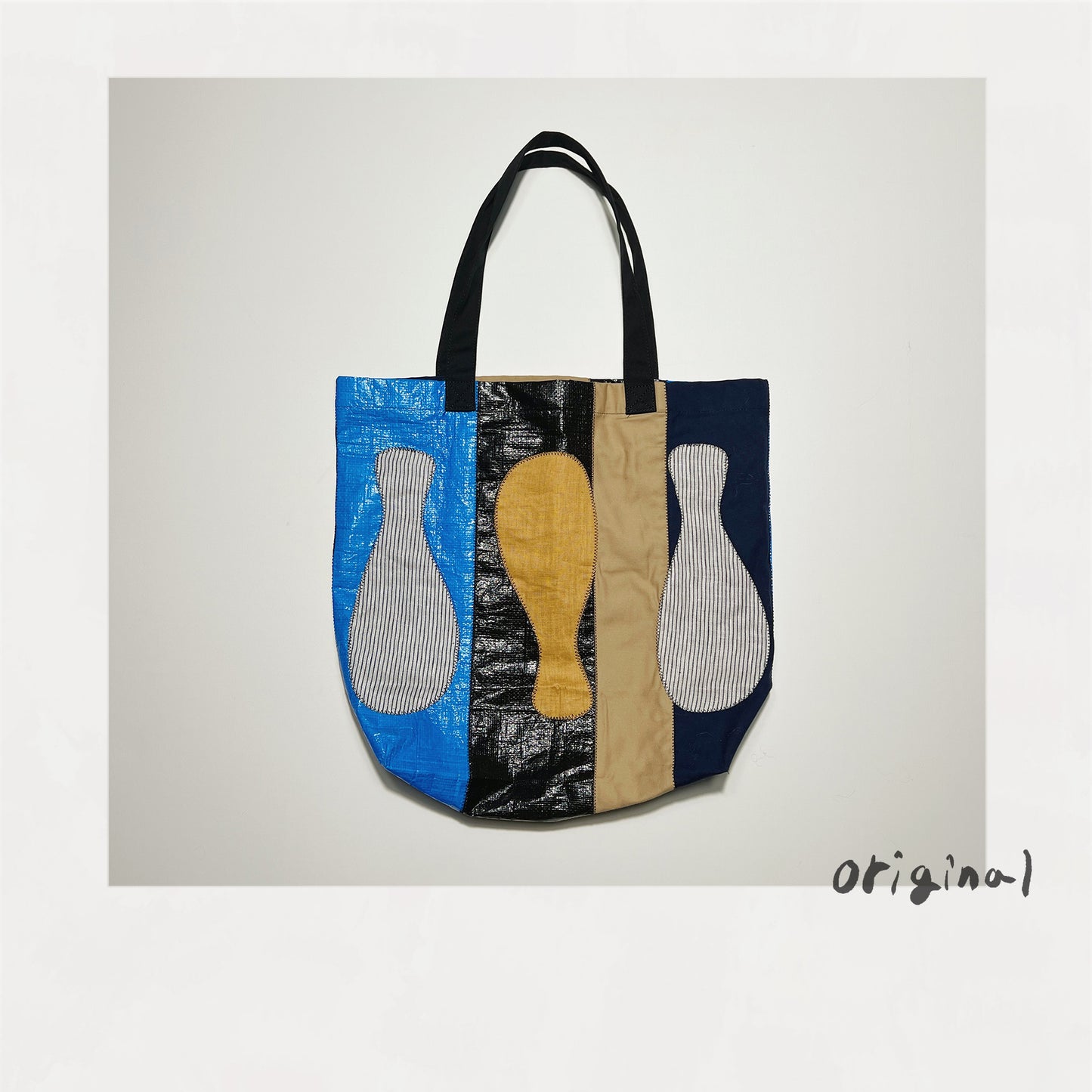 Color-block vinyl tote bag Blue