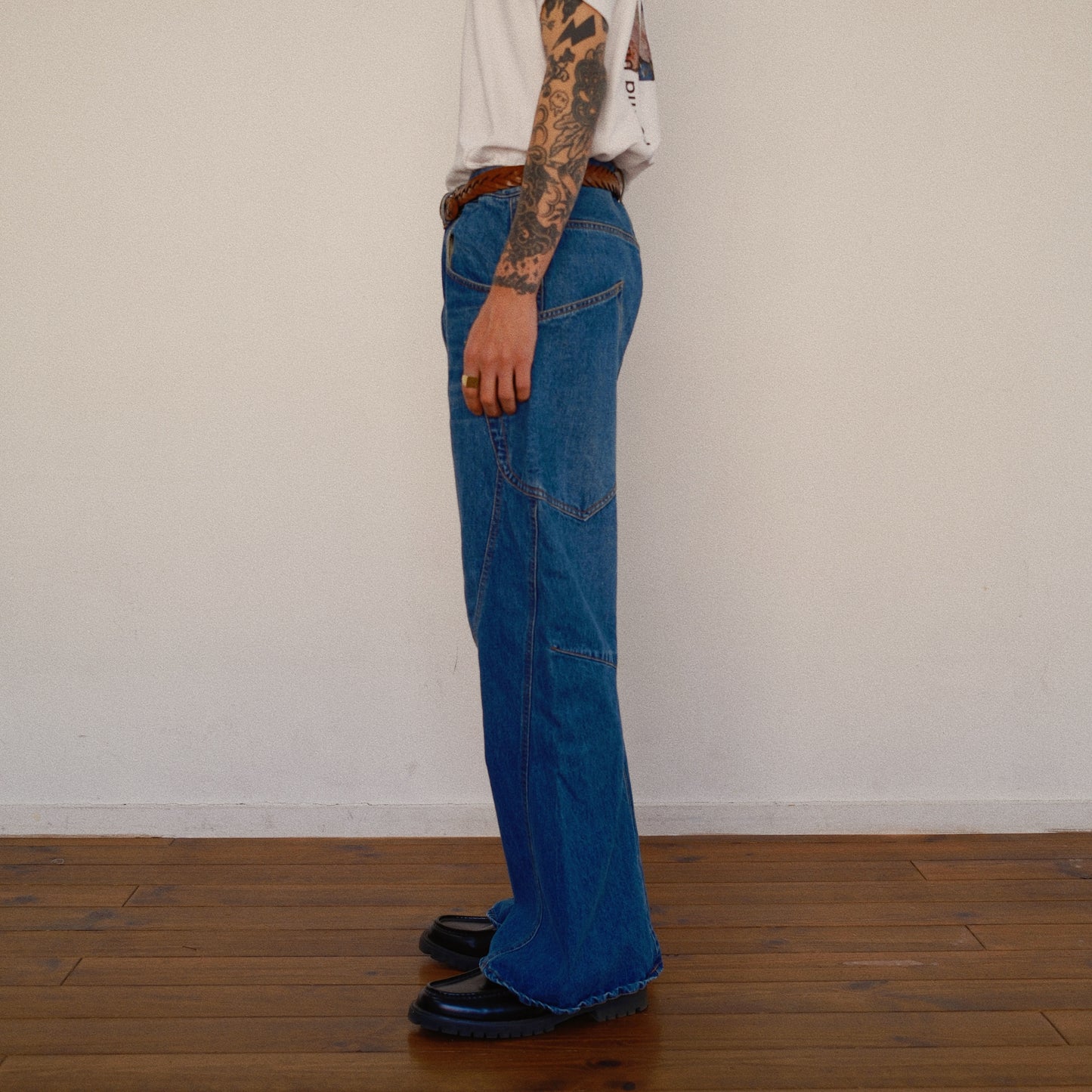 3D Cutting Denim Pants  Indigo