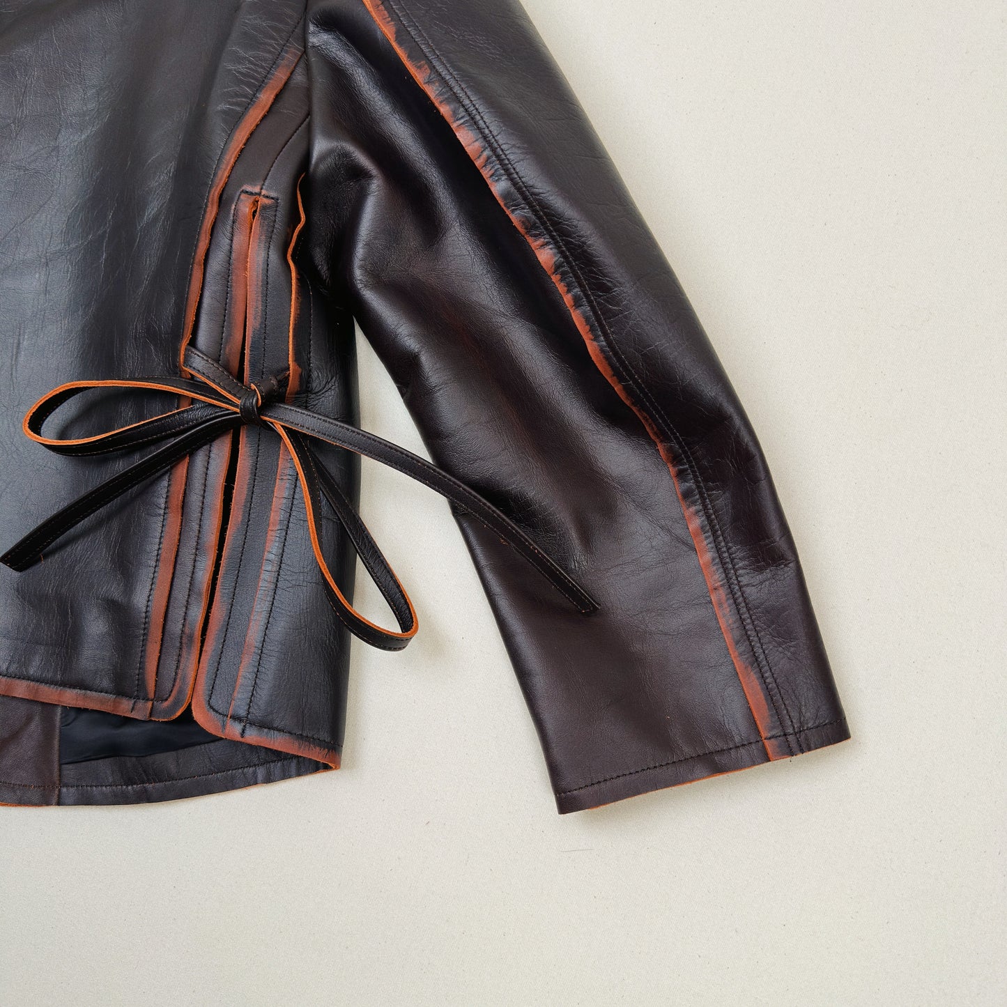 No Collor Letther Jacket Black
