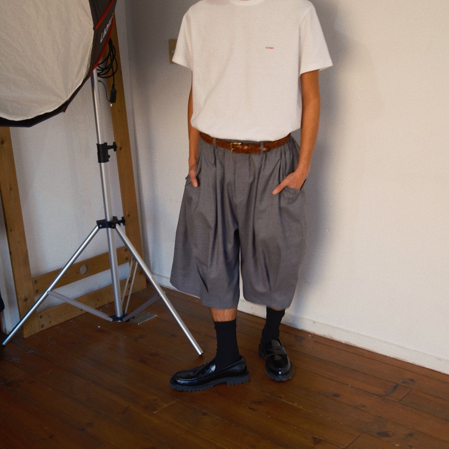 Pleated Balloon Dress Pants  Gray