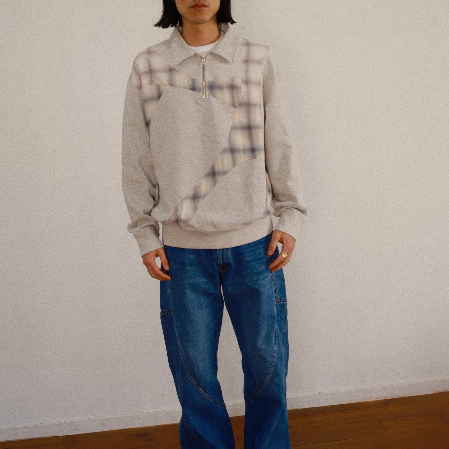 Pachwoked Half-Zip Sweatshirt Oatmeal