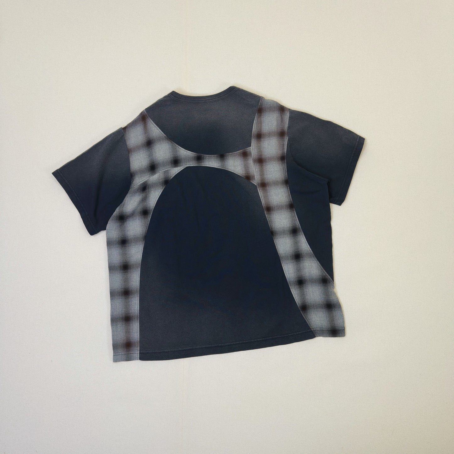 Pachworked Faded T Shirt  Black