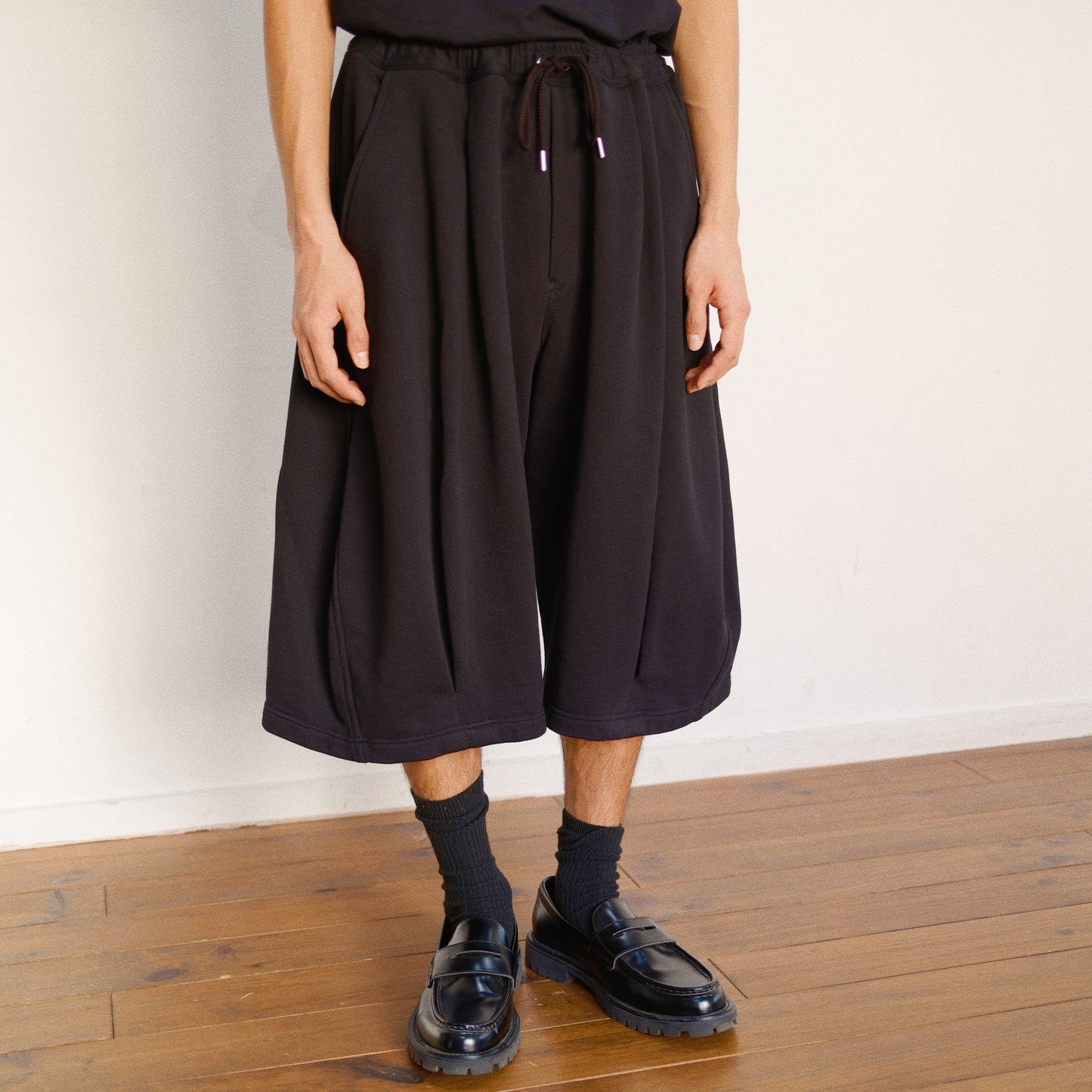 Pleated Balloon Sweat Pants Black