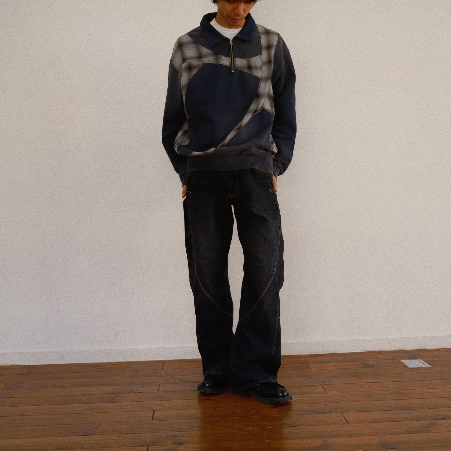 Pachwoked Half-Zip Sweatshirt Black