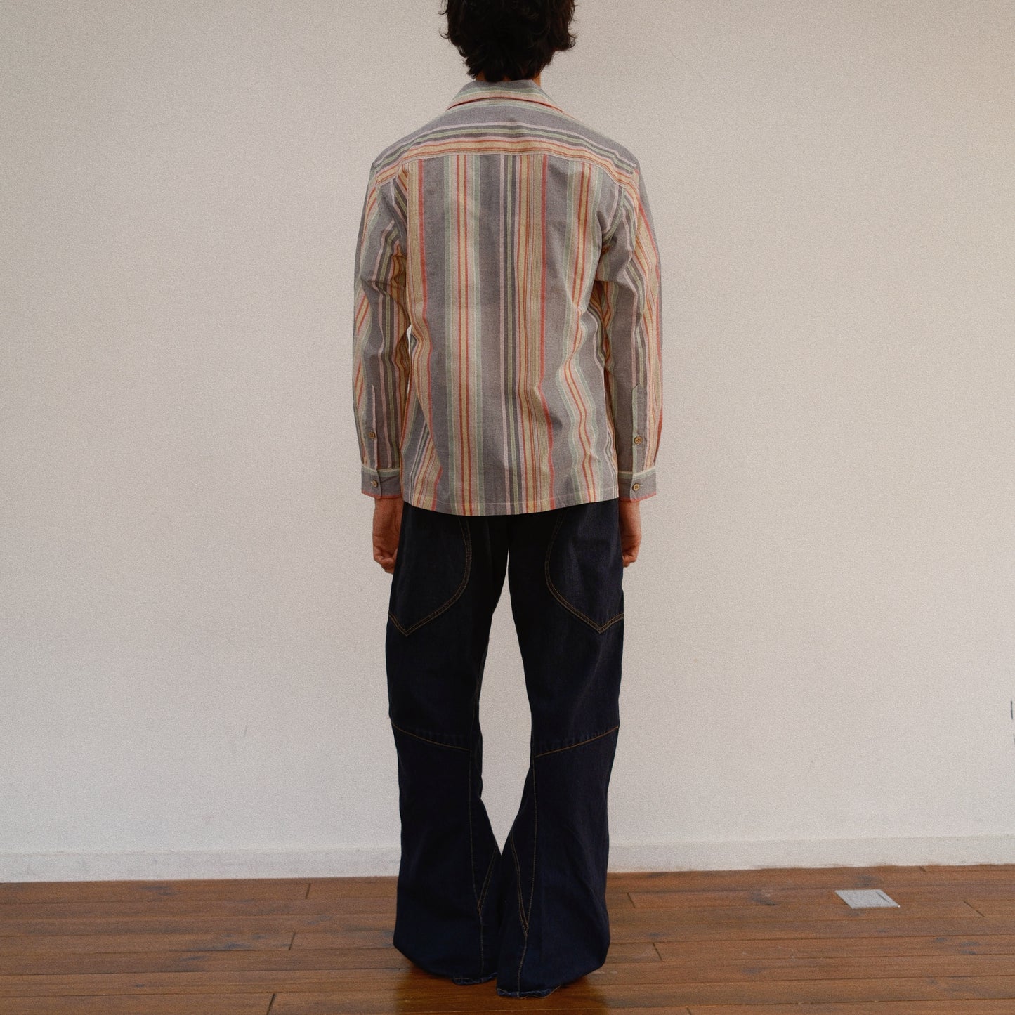 Hand-Embroidered Stripe Shirt  Black