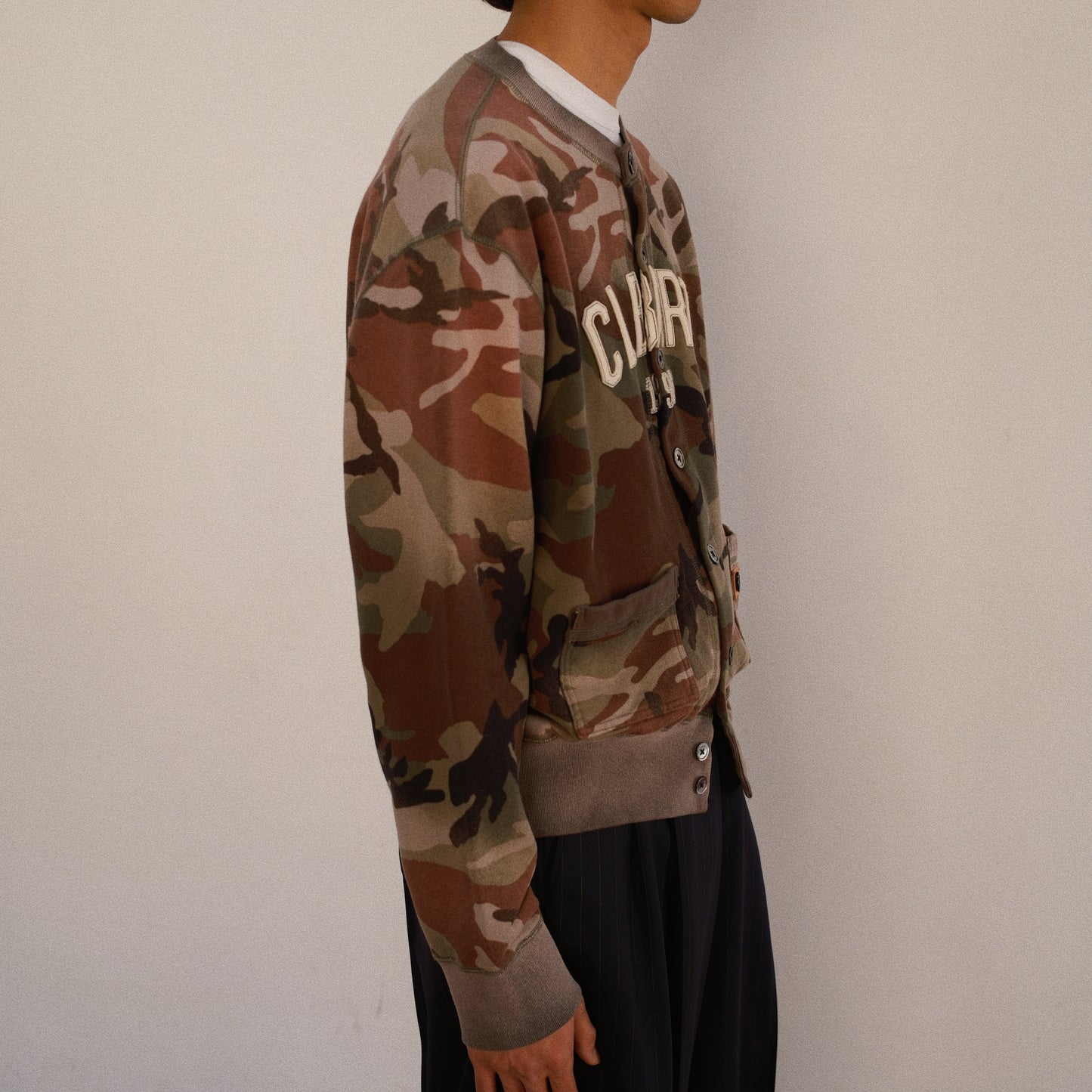 Camo Sweat Cardigan Black
