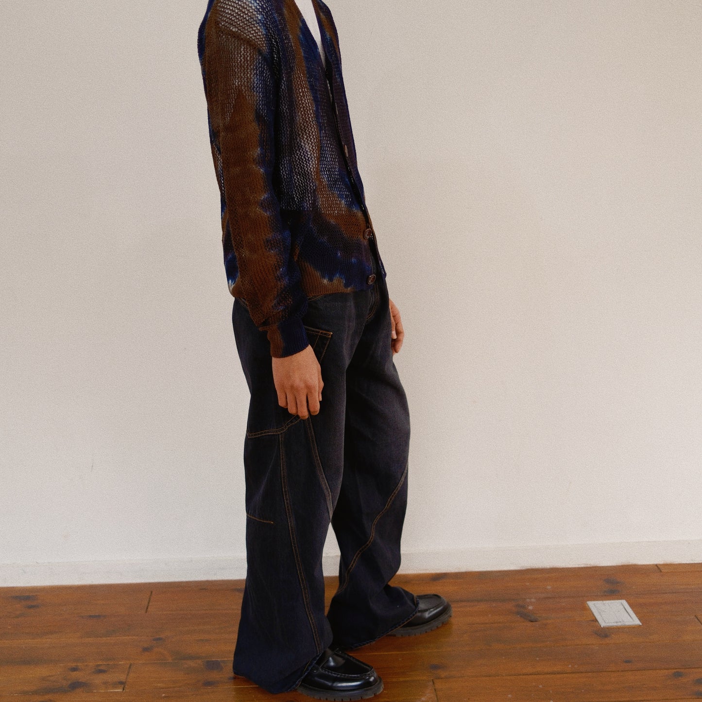 Tie-Dye Knit Cardigan Brown
