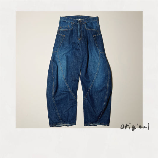 Draped denim pants Indigo